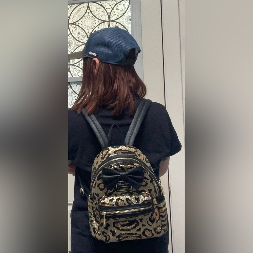 Loungefly DisneyParks Leopard Sequin mini backpack - Picture 6 of 6